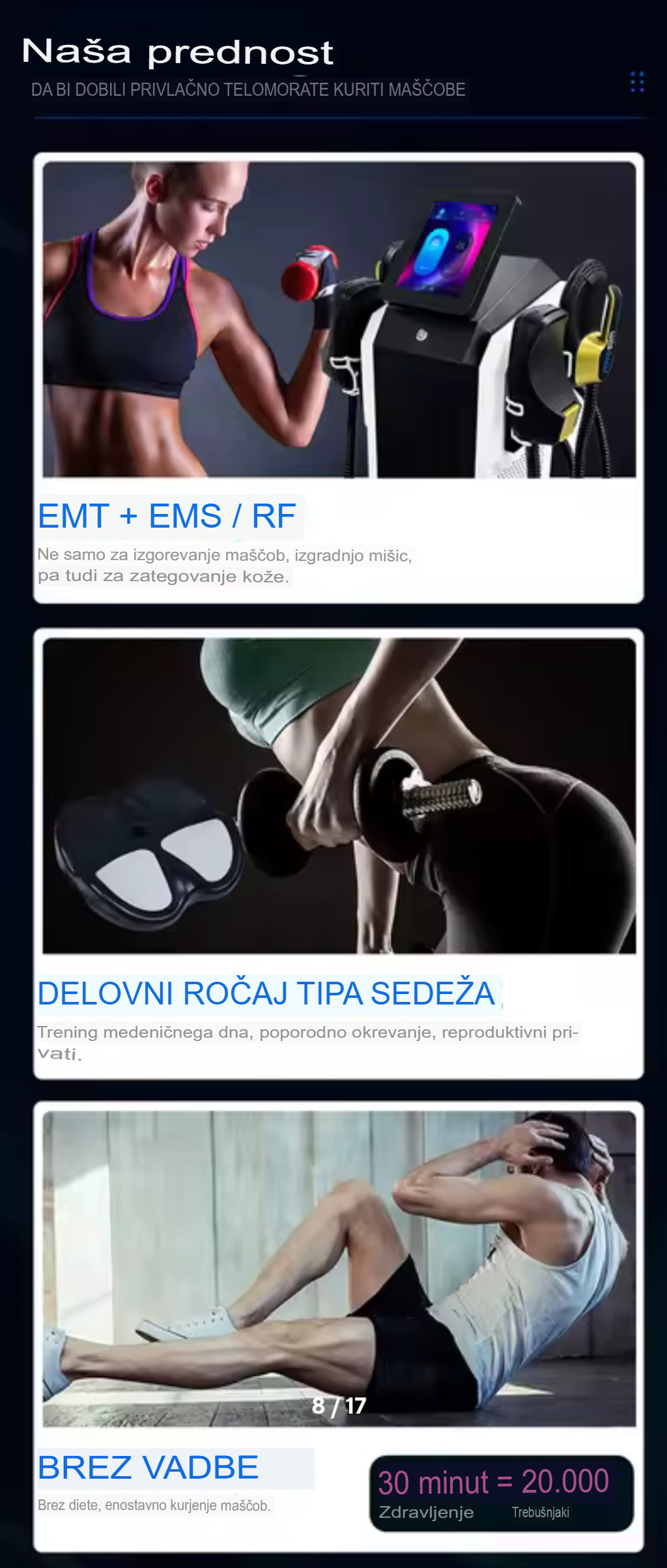 MySoLim PRO EMS RF prednosti in program za medenično dno