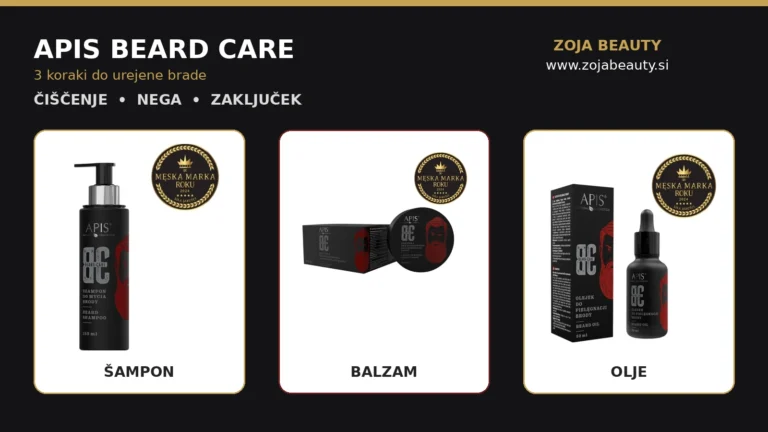 APIS Beard Care rutina za nego brade s šamponom, balzamom in oljem pri Zoja Beauty