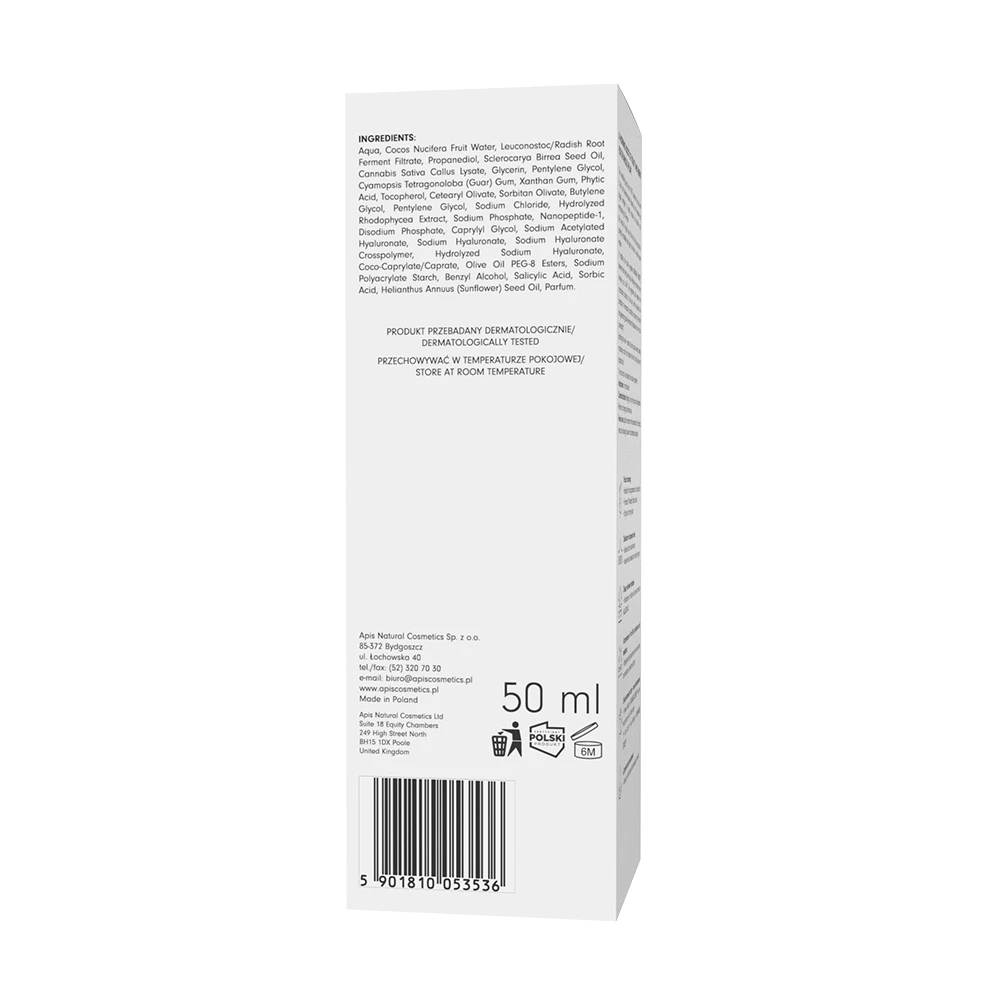 APIS Luxurious Advanced Skin Care V-LIFT revitalizacijski dnevni nevro-eliksir 50 ml embalaža z INCI seznamom